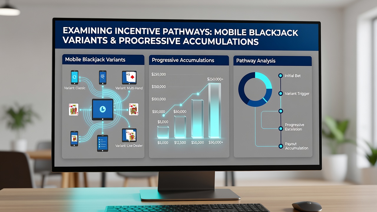 Progressive jackpot meter updating in real time on a mobile blackjack application with variant selection menu visible