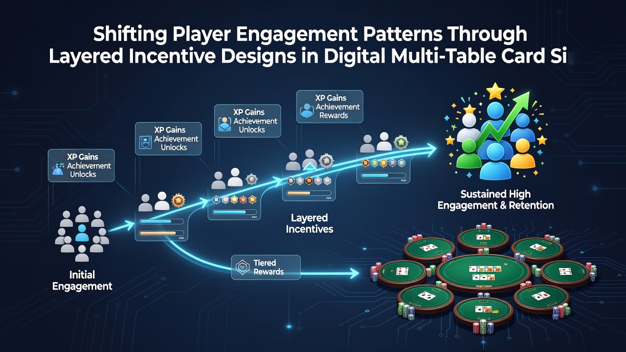 Analytics dashboard displaying player progression through multi-tier incentive layers in card simulations